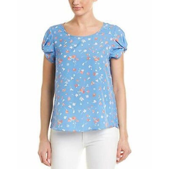 NWT Joie Blue Floral Knot Sleeve Blouse Extra Small - Picture 7 of 7